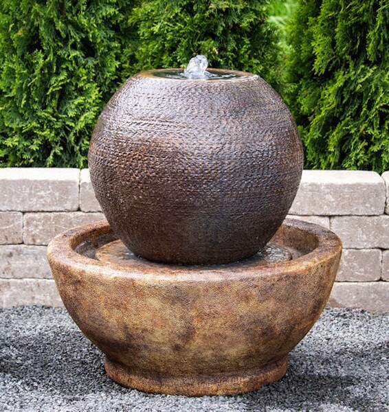 Moroccan Urn Garden Fountain Cast Stone undulates basin cement art